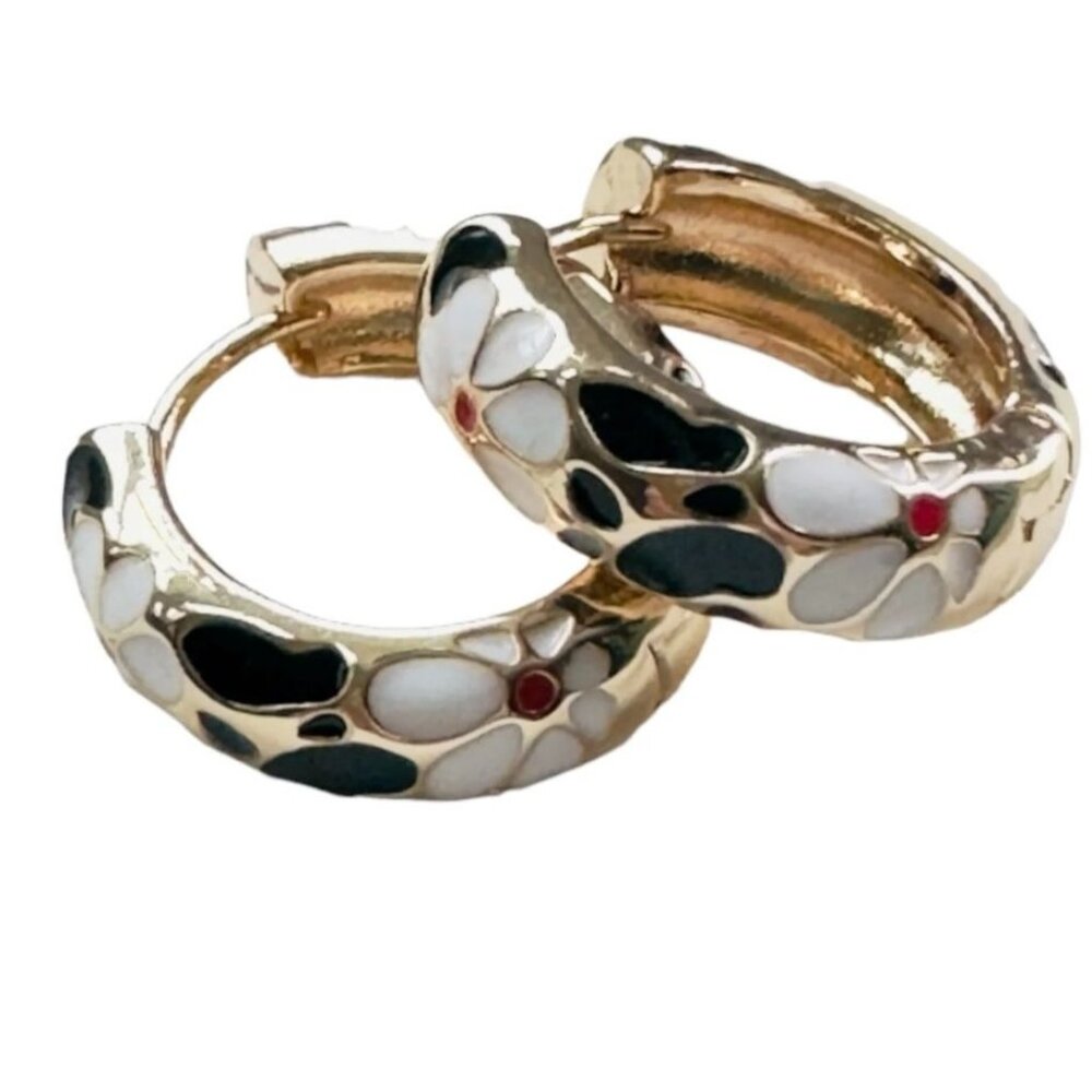 PINK LINEN NWB Enamel Floral Hoops